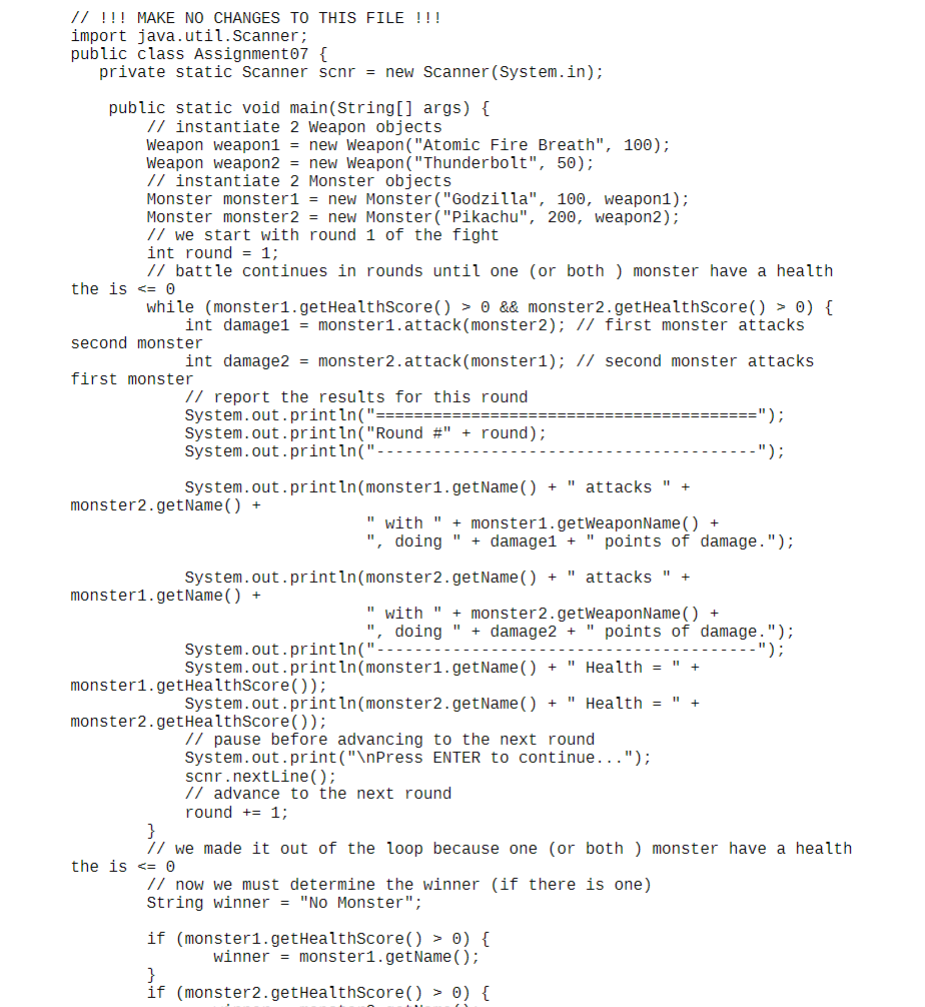 student should be able to: Implement a class according to given specifications
