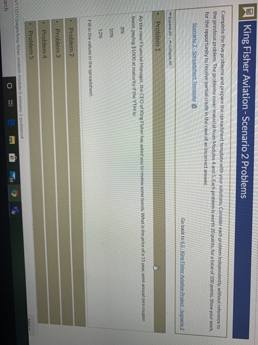  King Fisher Aviation - Scenario 2 Problems Complete the five problems