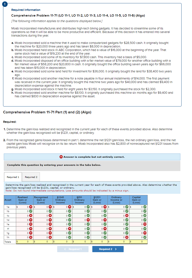  Required Information Comprehensive Problem 11-71 (LO 11-1, LO 11-2, LO 11-3,