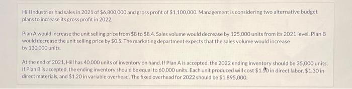  Prepare a sales budget for 2022 under each plan, (Round Unit