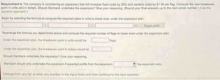 flag sells for $10.00 Read the requirements Requirement 1. Use the equation