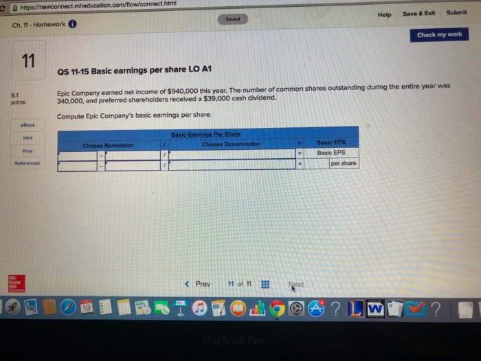  C & https / comflow/connect.html Ch. 11- Homework Help Save&Exit Submit