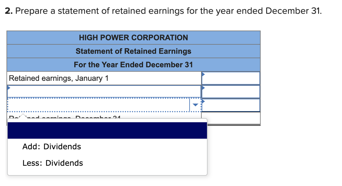 ended December 31. Required: 1. Prepare an income statement for the year