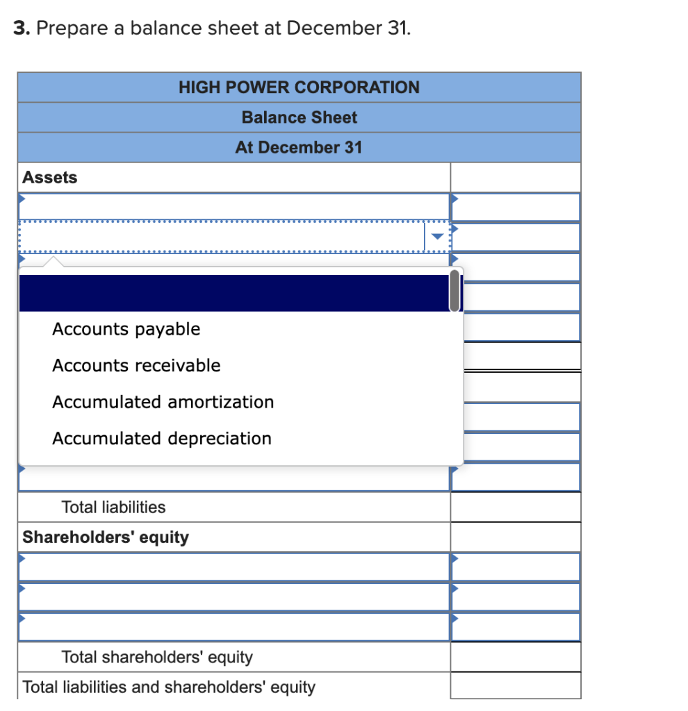 ended December 31. 2. Prepare a statement of retained earnings for the