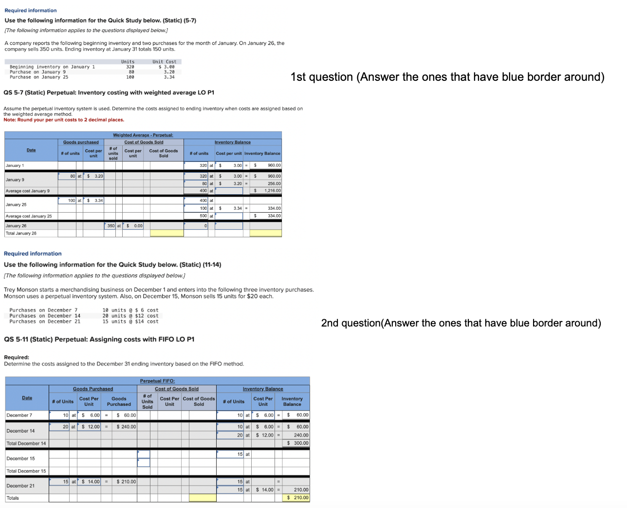  Use the following information for the Quick Study below. (Static)(5-7) 