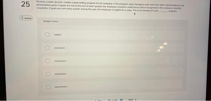  25 Duncan, a sales director. Creates a goal setting program for