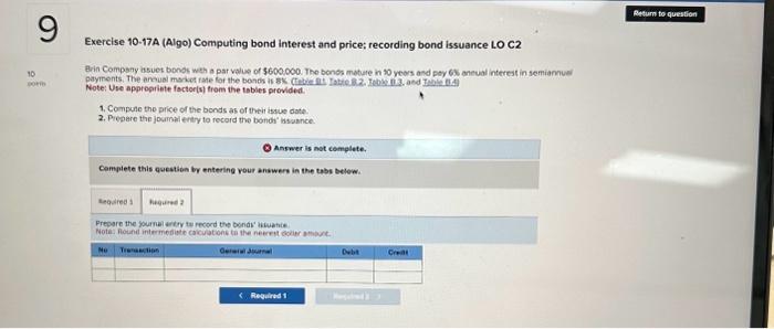 issuance LO C2 Bin Companyissues bonds with a par value of $600000.