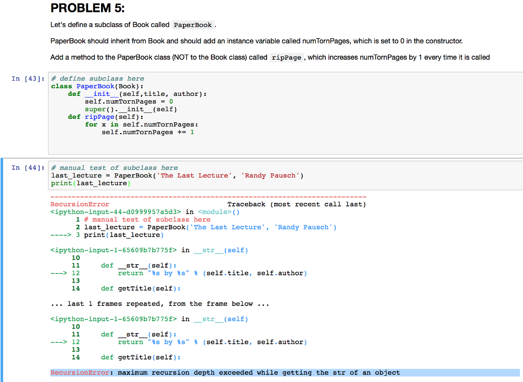 PYTHON DEBUGGING HELP: PLEASE FIX THIS PROBLEM 5: Let's define a subclass