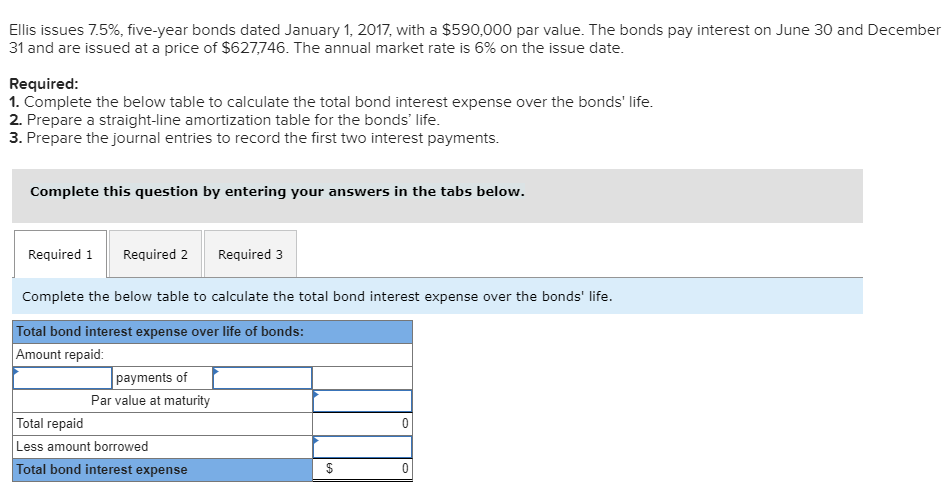 Ellis issues 7.5%, five-year bonds dated January 1, 2017, with a