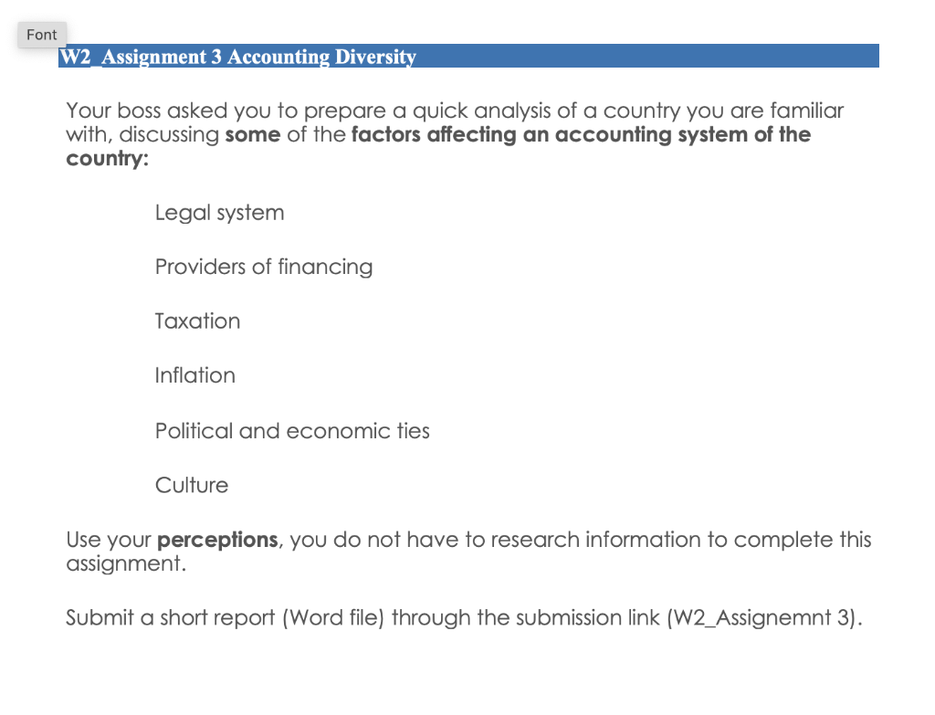 hello I need help with this assignment. the country Is UAE. Your