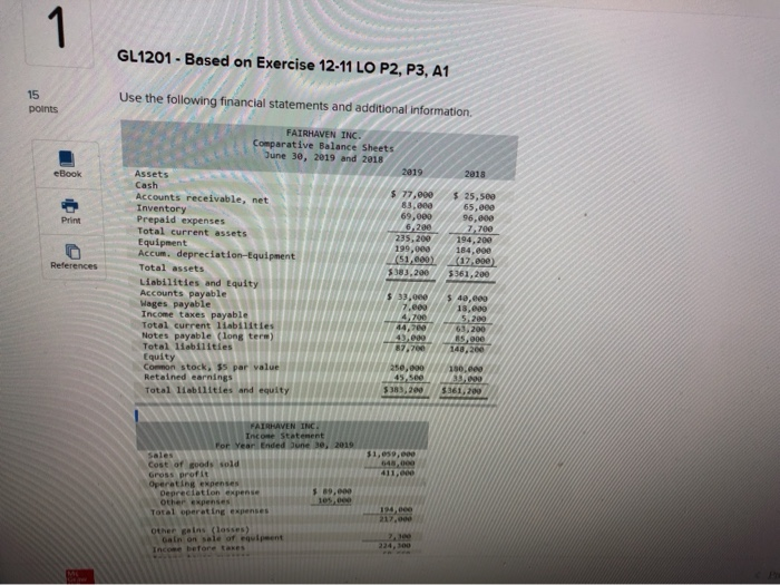  GL1201 - Based on Exercise 12-11 LO P2, P3, A1 Use