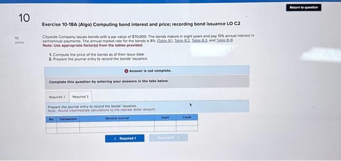 LO C2 Ctywide Company issues bonds with a pae value of $70,000.