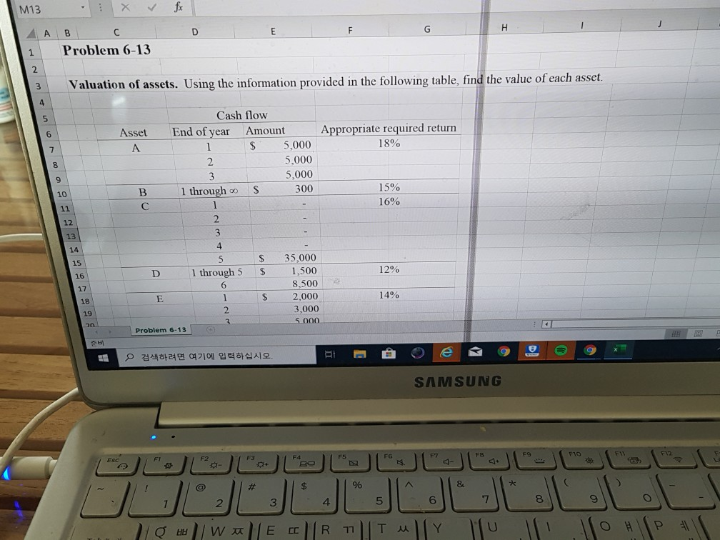 i need excel formula to solve this # thanks fx M13