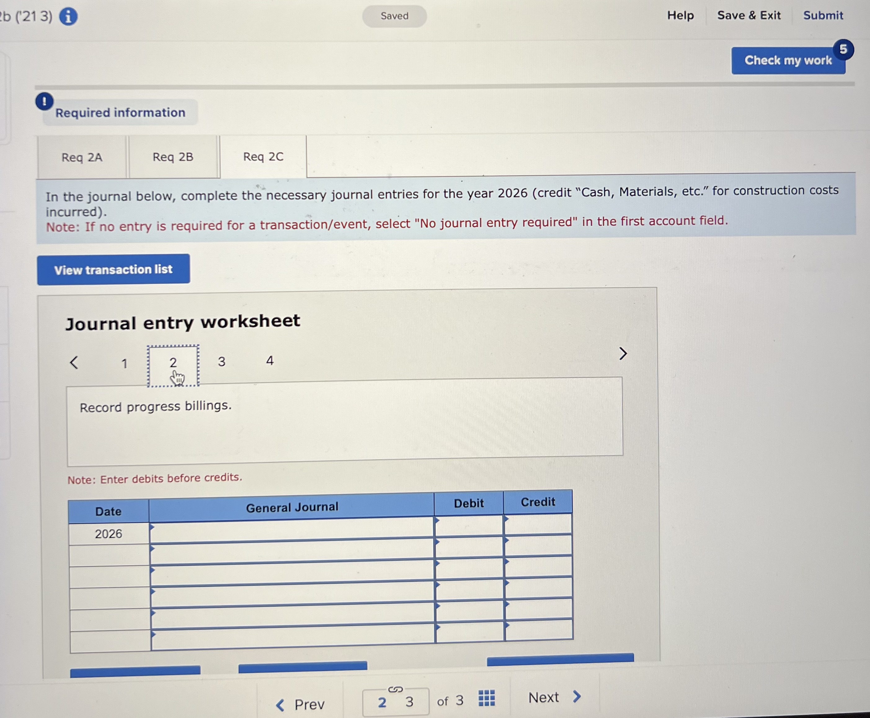 entry is required for a transaction/event, select "No journal entry required" in