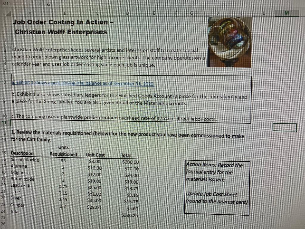 Please help with Question 1: Show transcribed image textM11 Job Order Costing