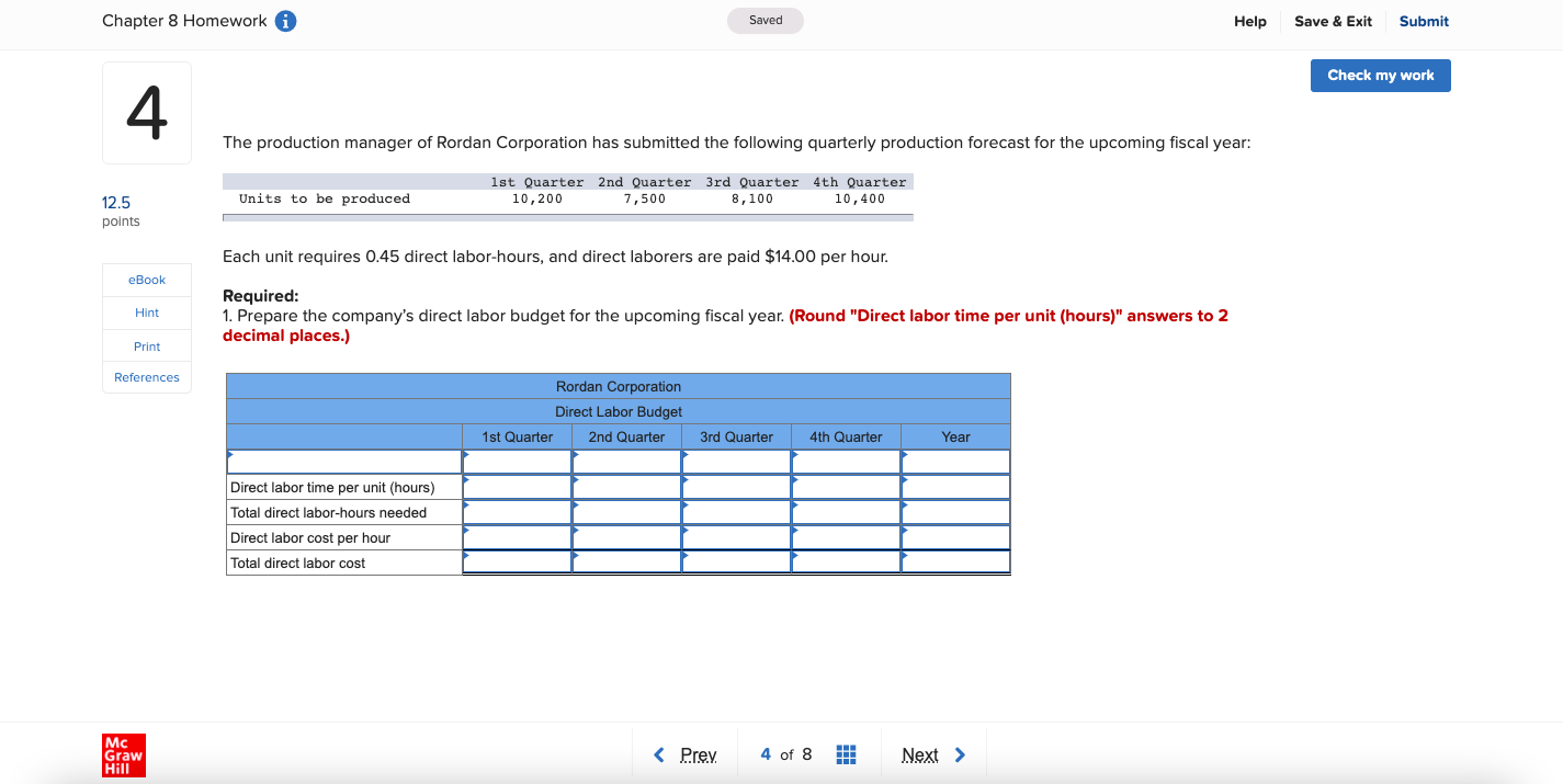 Chapter 8 Homework Saved Help Save & Exit Submit Check my