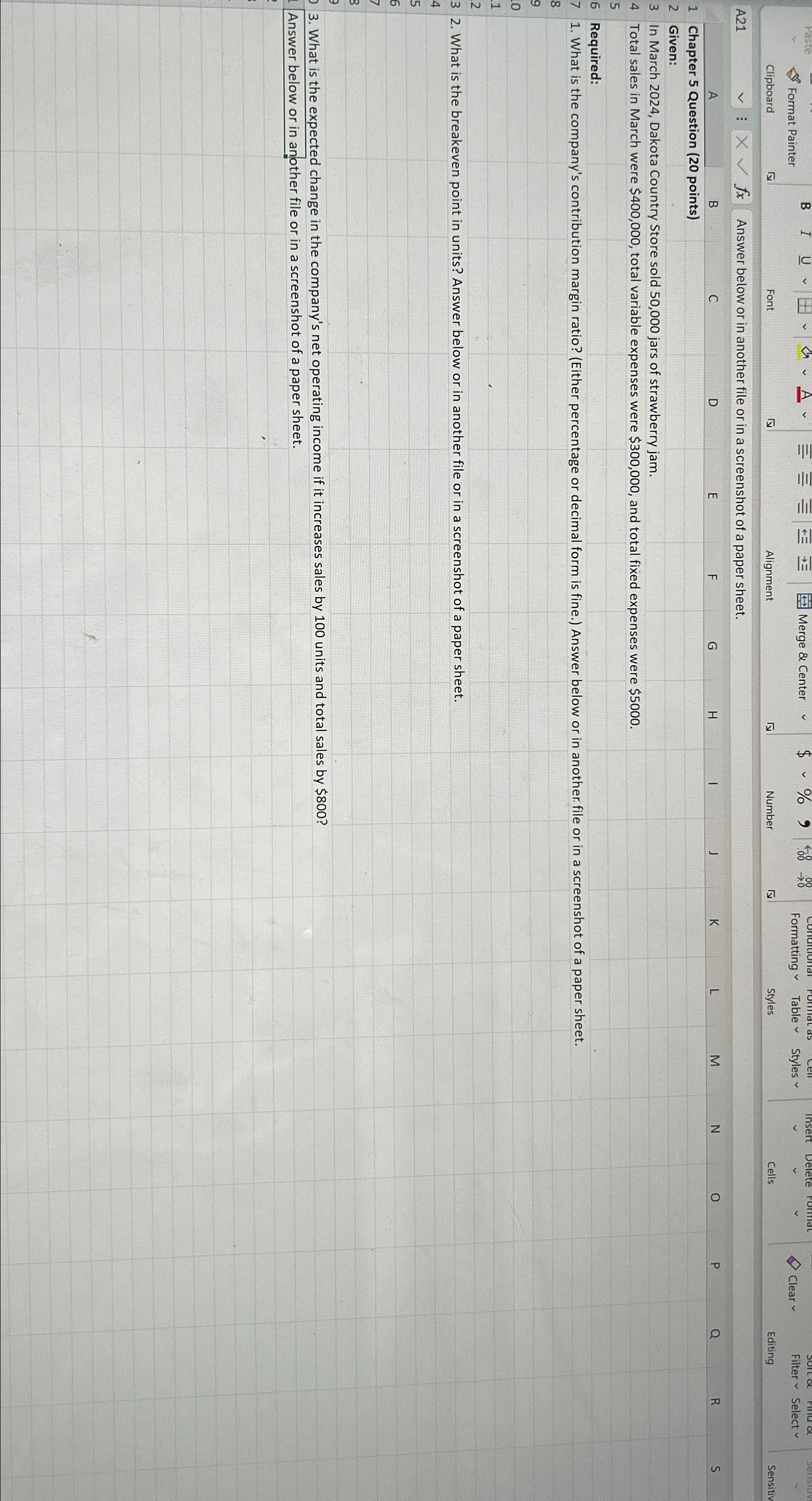  A21 Answer below or in another file or in a screenshot