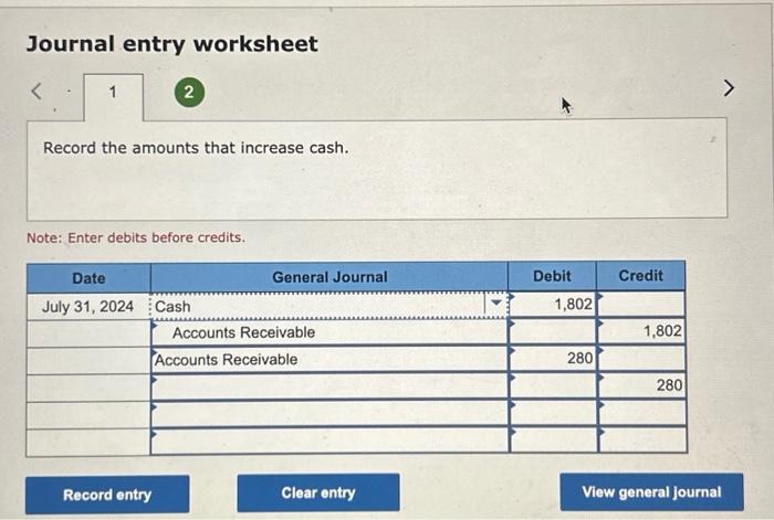 Record the amounts that decrease cash. Note: Enter debits before credits. Hathaway