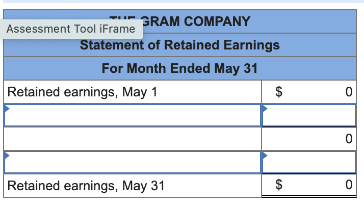 Prepare the balance sheet for May 31. 3. Prepare the statement of