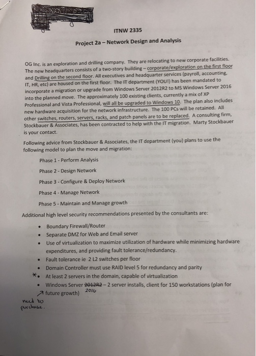  ITNW 2335 Project 2a - Network Design and Analysis OG Inc.