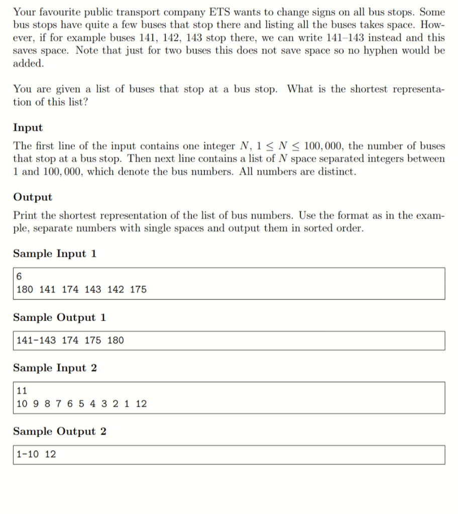 Will rate if done in python. Your favourite public transport company ETS