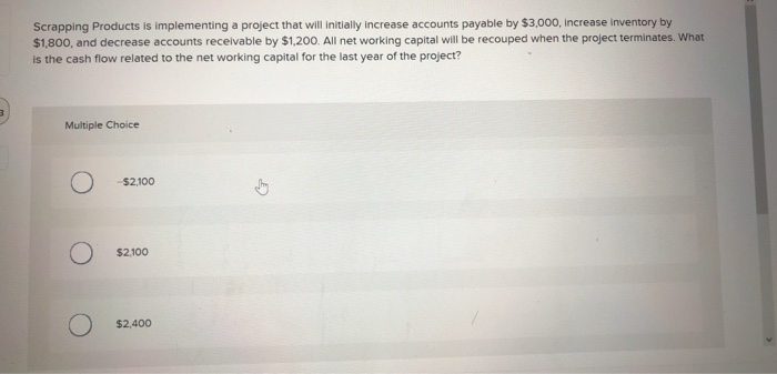  Scrapping Products is implementing a project that will initially increase accounts