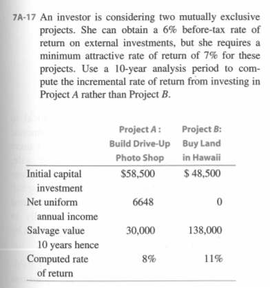 Calculate using MIRR through Excel. A B A-B Drive Up Hawaii Difference