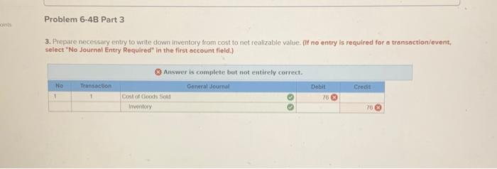 net realizable value (LO6-6) [The following information applies to the questions displayed