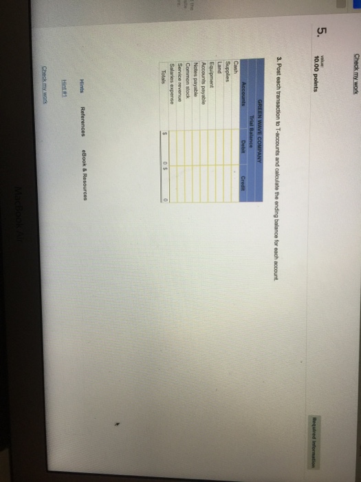 test month of operations has the folowing transadors the compeny 1 January