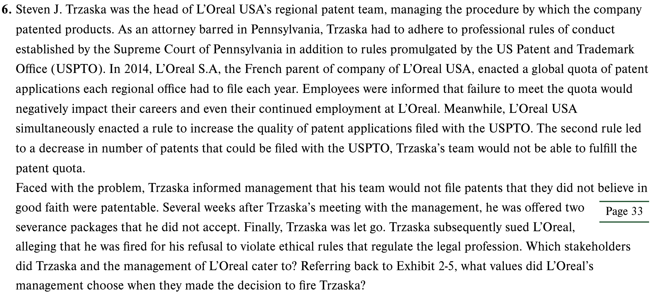 Create a WH Framework chart, similar to Exhibit 2.2. Refer to