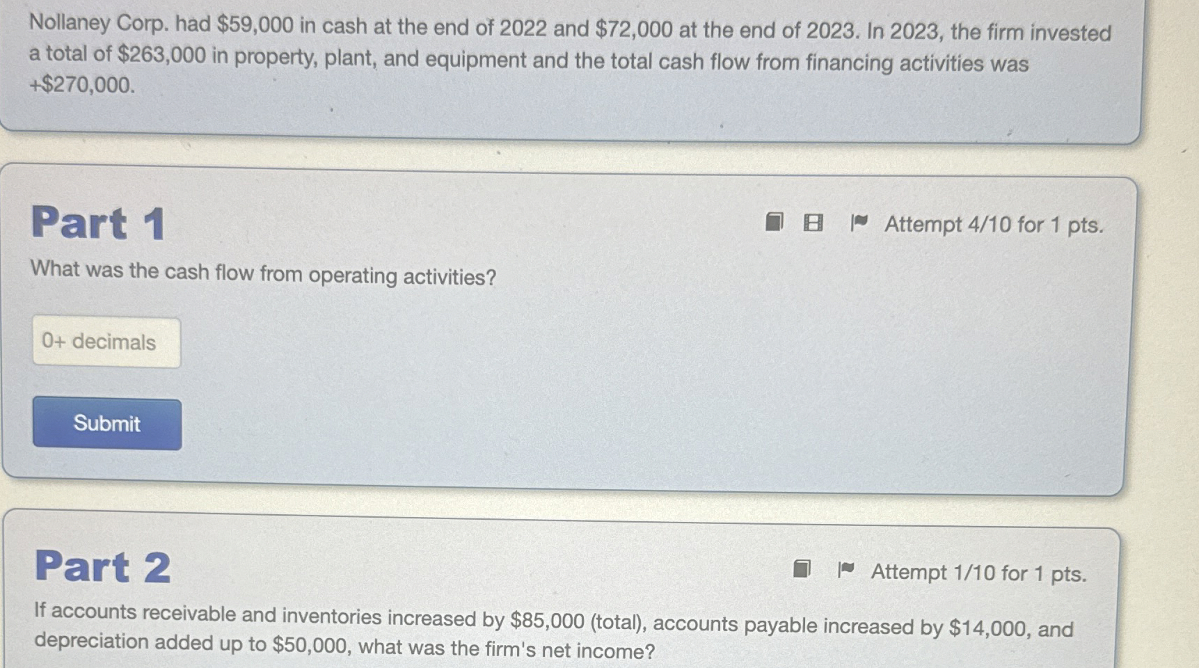  Nollaney Corp. had $59,000 in cash at the end of 2022