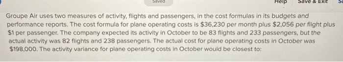  Saved Help Save & Exit 5 Groupe Air uses two measures
