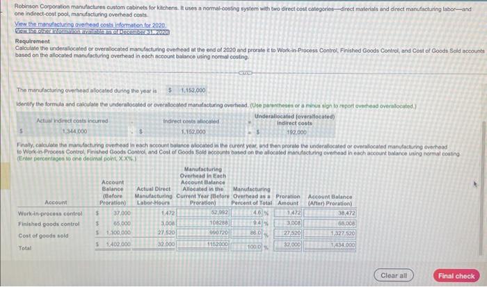2060. Requirement Calculate the underallocated or overalocated manulacturing overhead at the end