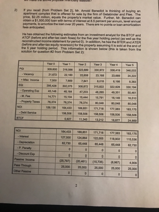  If you recall (from Problem Set 2), Mr. Arnold Benedict is