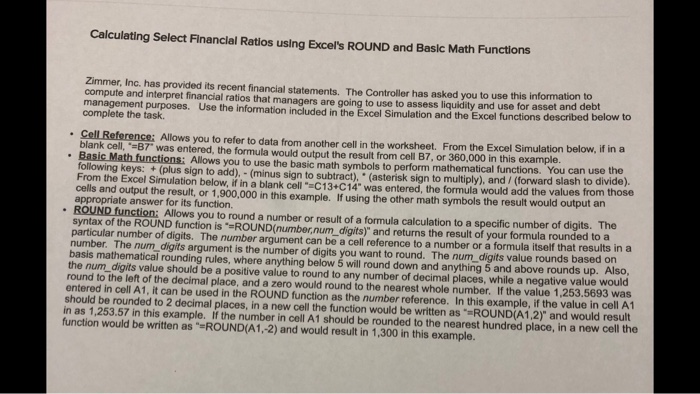  Calculating Select Financial Ratios using Excel's ROUND and Basic Math Functions