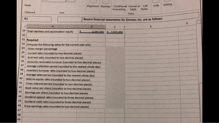 use for asset and debt Use the information included in the Excel