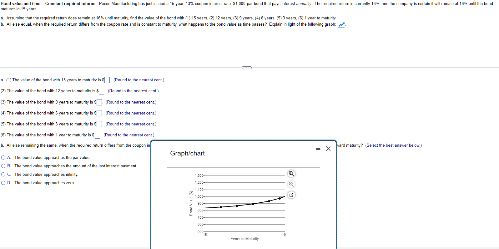  matures in 15 years. a. Assuming that the required return does