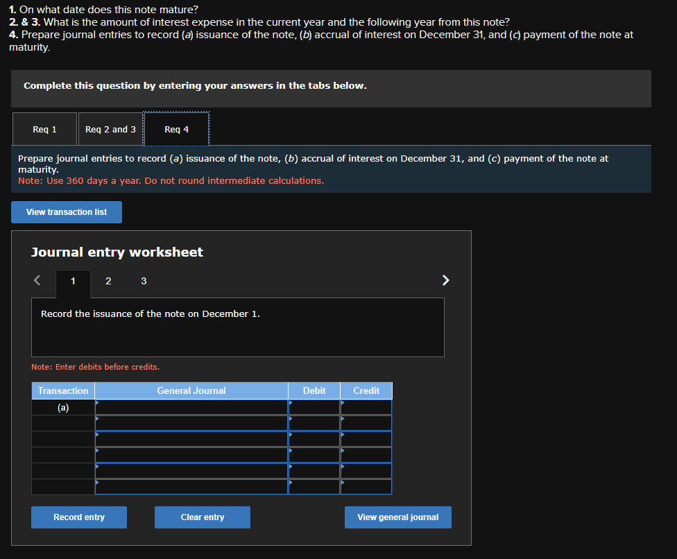 borrows $145,000 cash on December 1 of the current year by signing