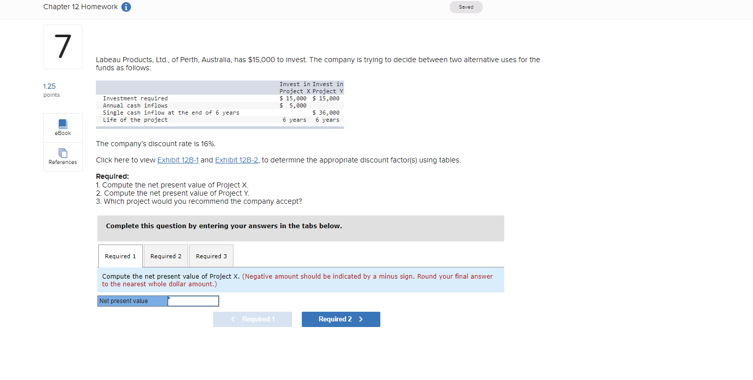 Please help me with this question asap. Thanks. Chapter 12 Homework i