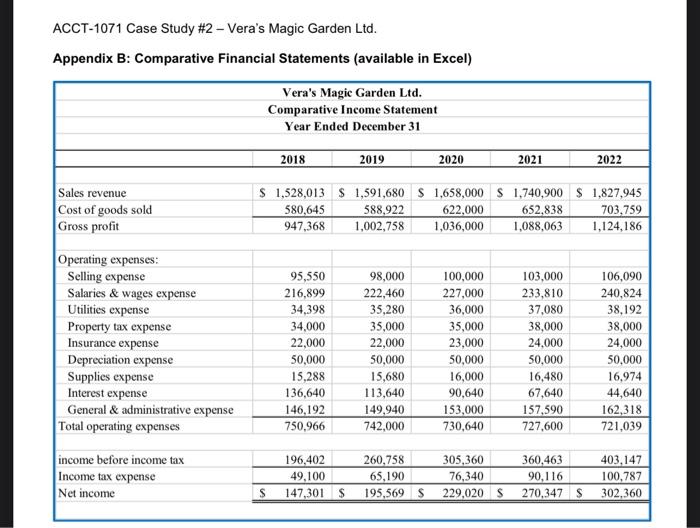 Garden Ltd. Vera's Magic Garden Ltd. Balance Sheet December 31 2018 2019