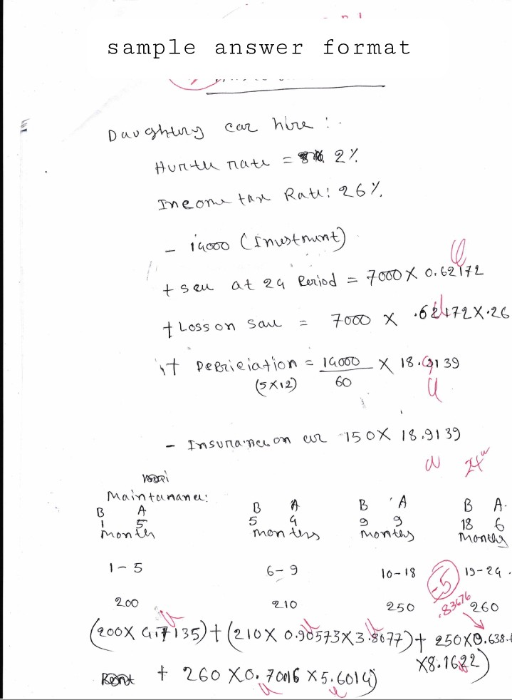 answer format. Use table when necessary according to sample answer format. please