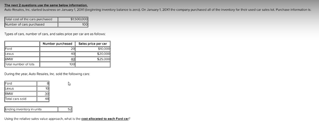  The next 2 Questions use the same below information Auto Rosales,