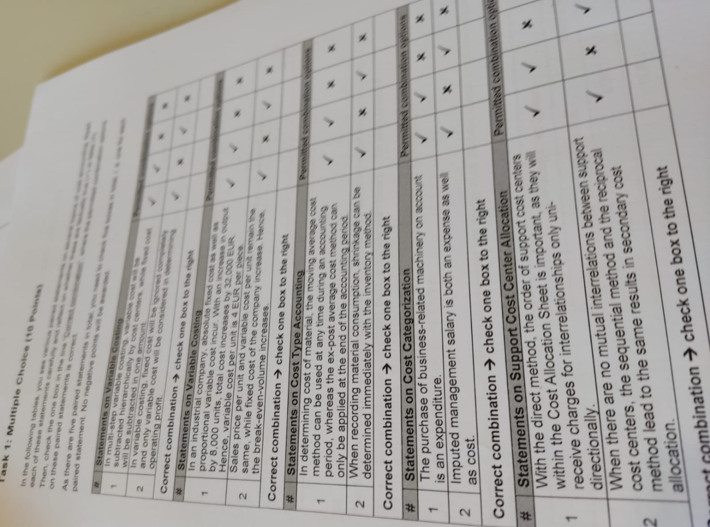  Task 1: Multiple Chole (10 Potota) will be subtracted in costing
