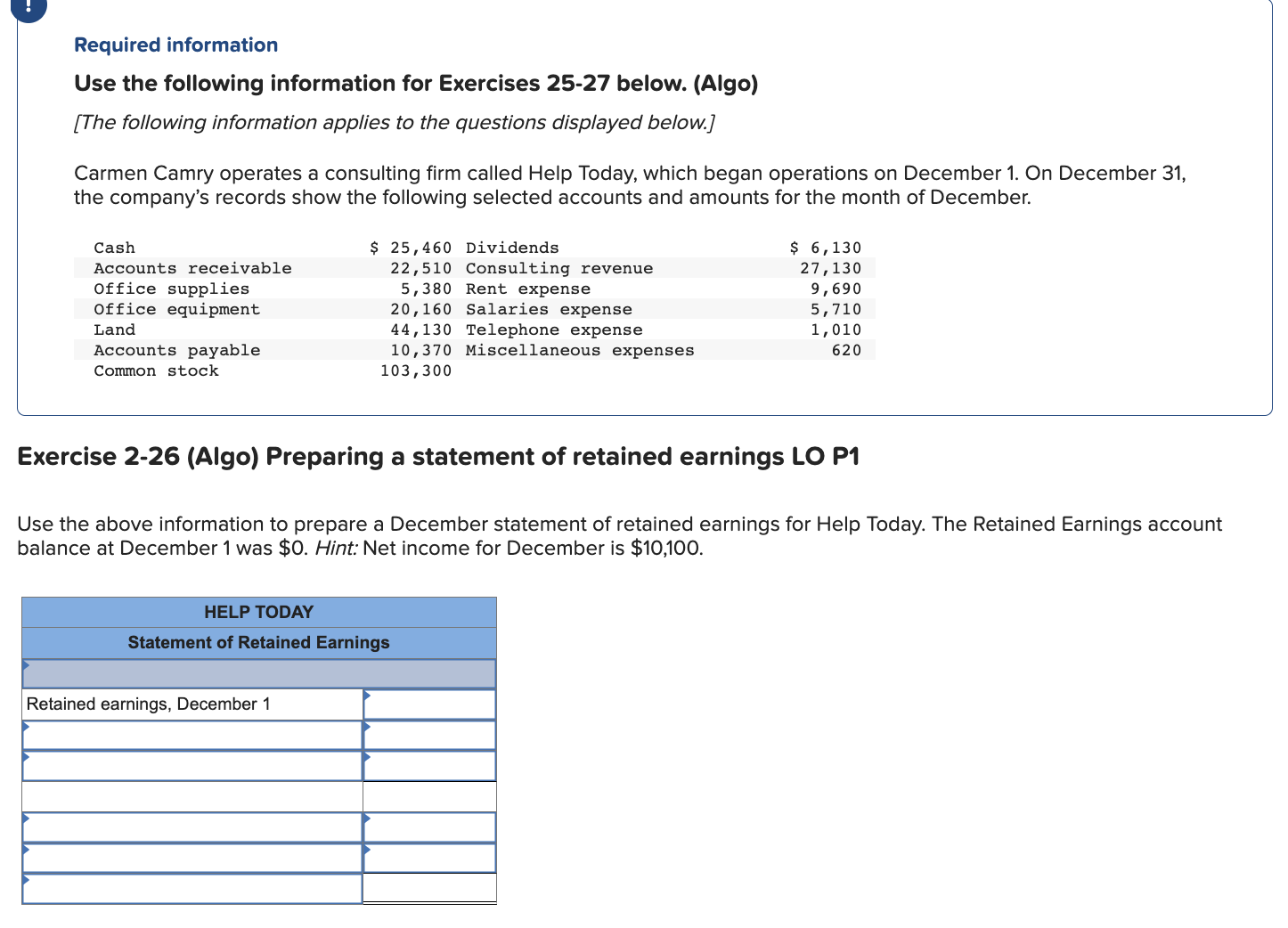 Required information Use the following information for Exercises 25-27 below. (Algo)