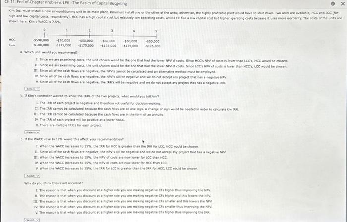 solve shown here. Kam's wincc is 7.5\%, HCE ICe a. Which unt