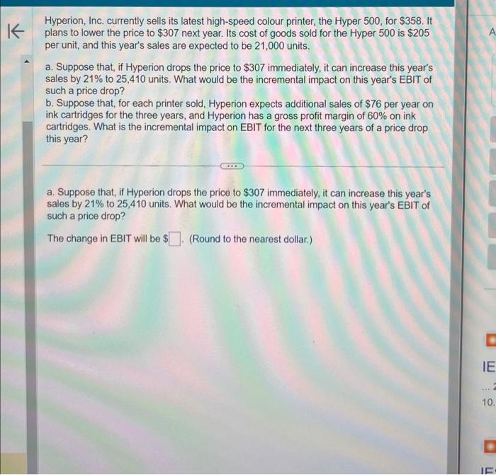  Hyperion, Inc. currently sells its latest high-speed colour printer, the Hyper