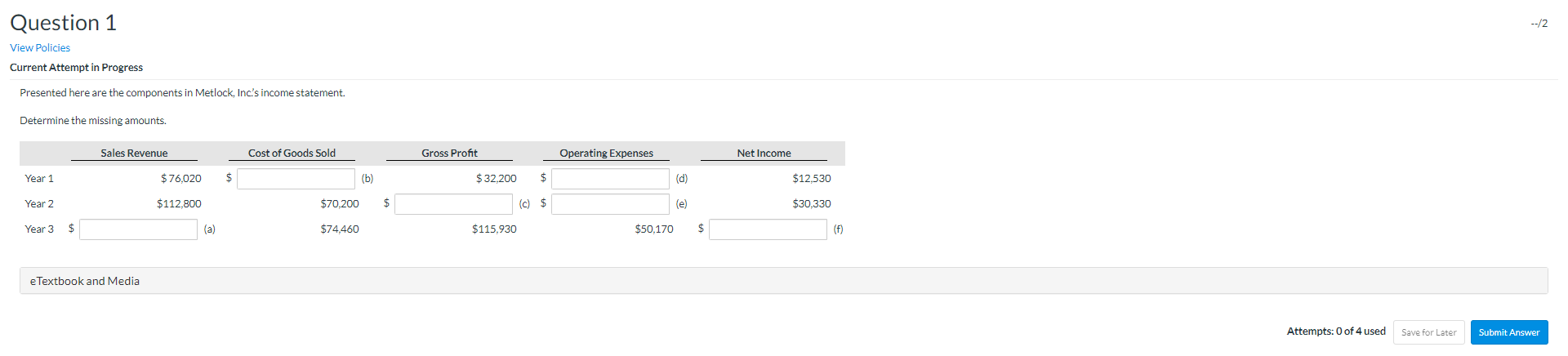 Question 1 12 View Policies Current Attempt in Progress Presented here