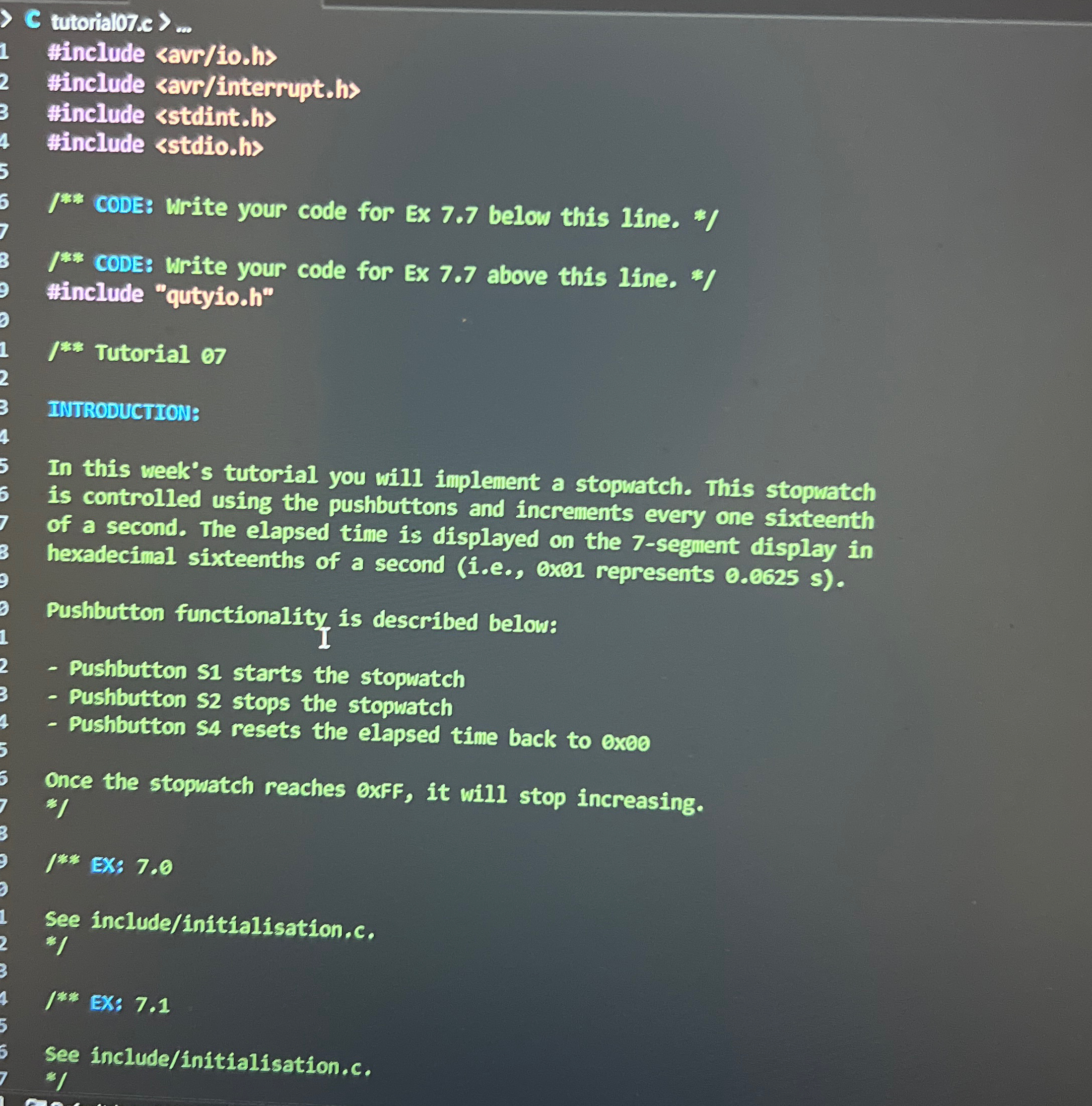  C tutorialo7.c >dots #include savr/iods #include savr/interrupt.hs #include 0.0625s$1$2%%h" f INTRODUCTIONS