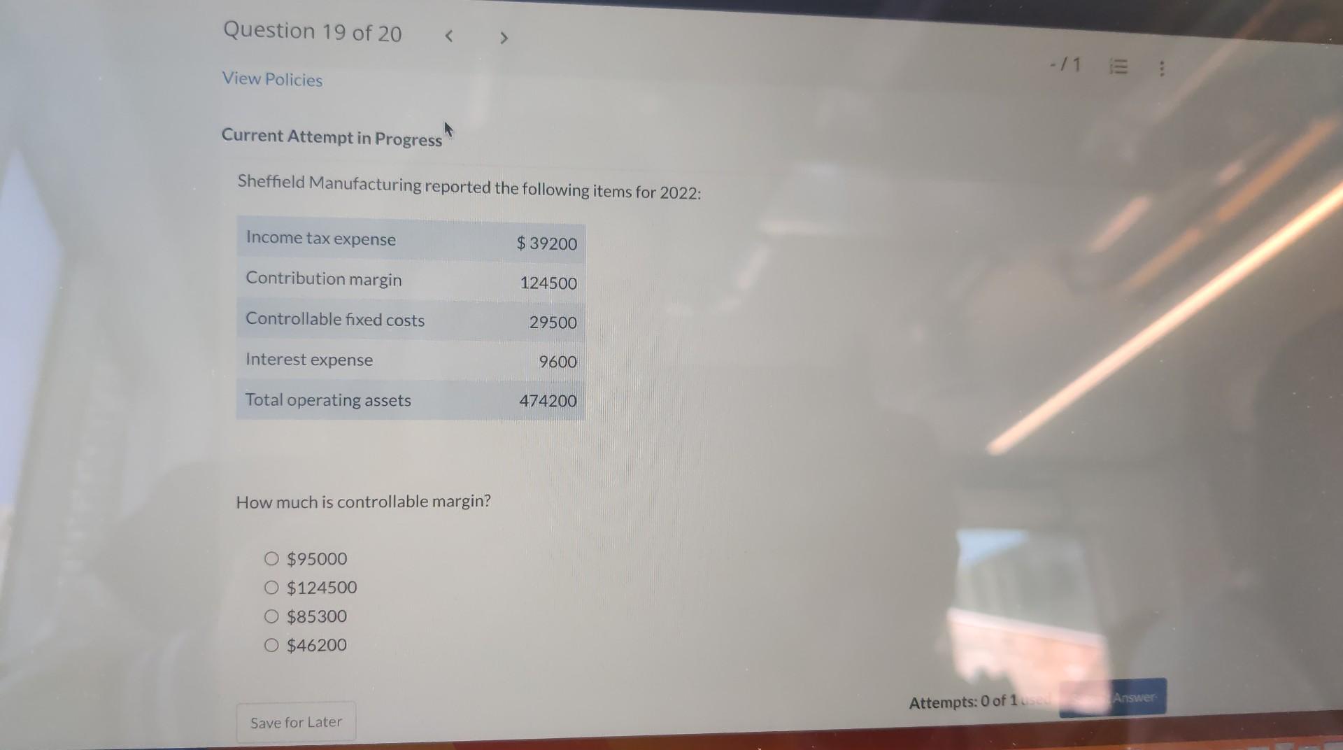 Current Attempt in Progress Sheffield Manufacturing reported the following items for