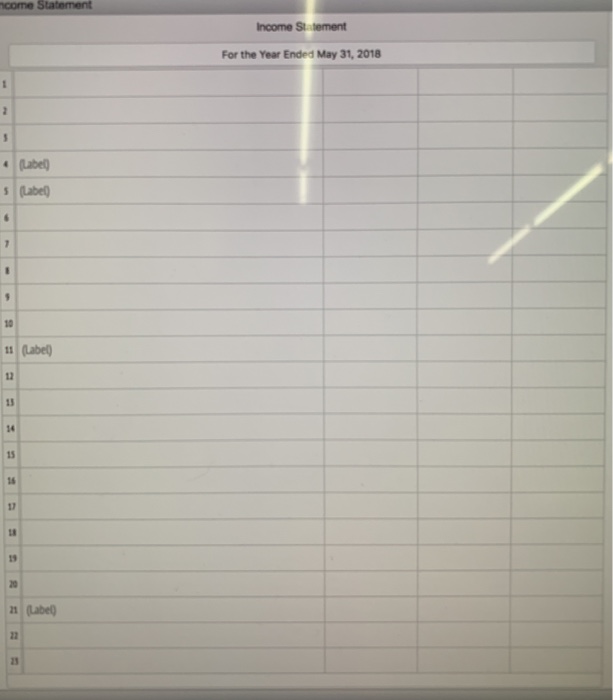 Clairemont Co. for the fiscal year ended May 31, 2018 Cash Accounts